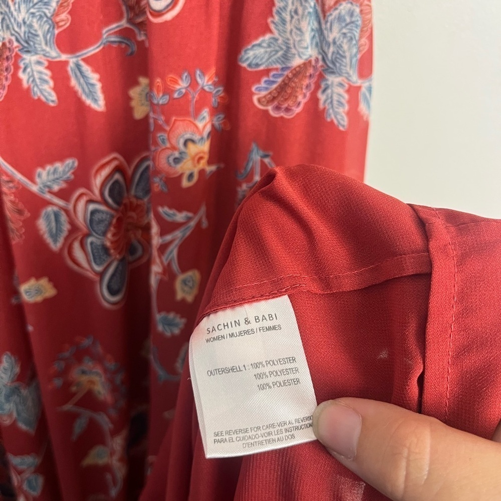 Sachin & Babi Kara maxi dress smock flutter sleeves floral length size 12 - Picture 7 of 11